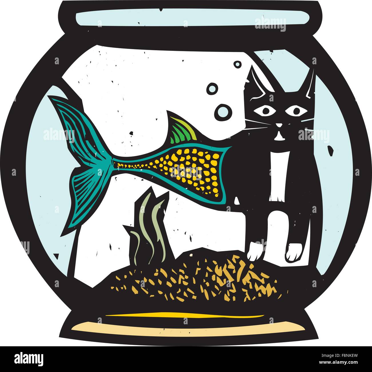 Cat fishbowl Stock Vector Images - Alamy