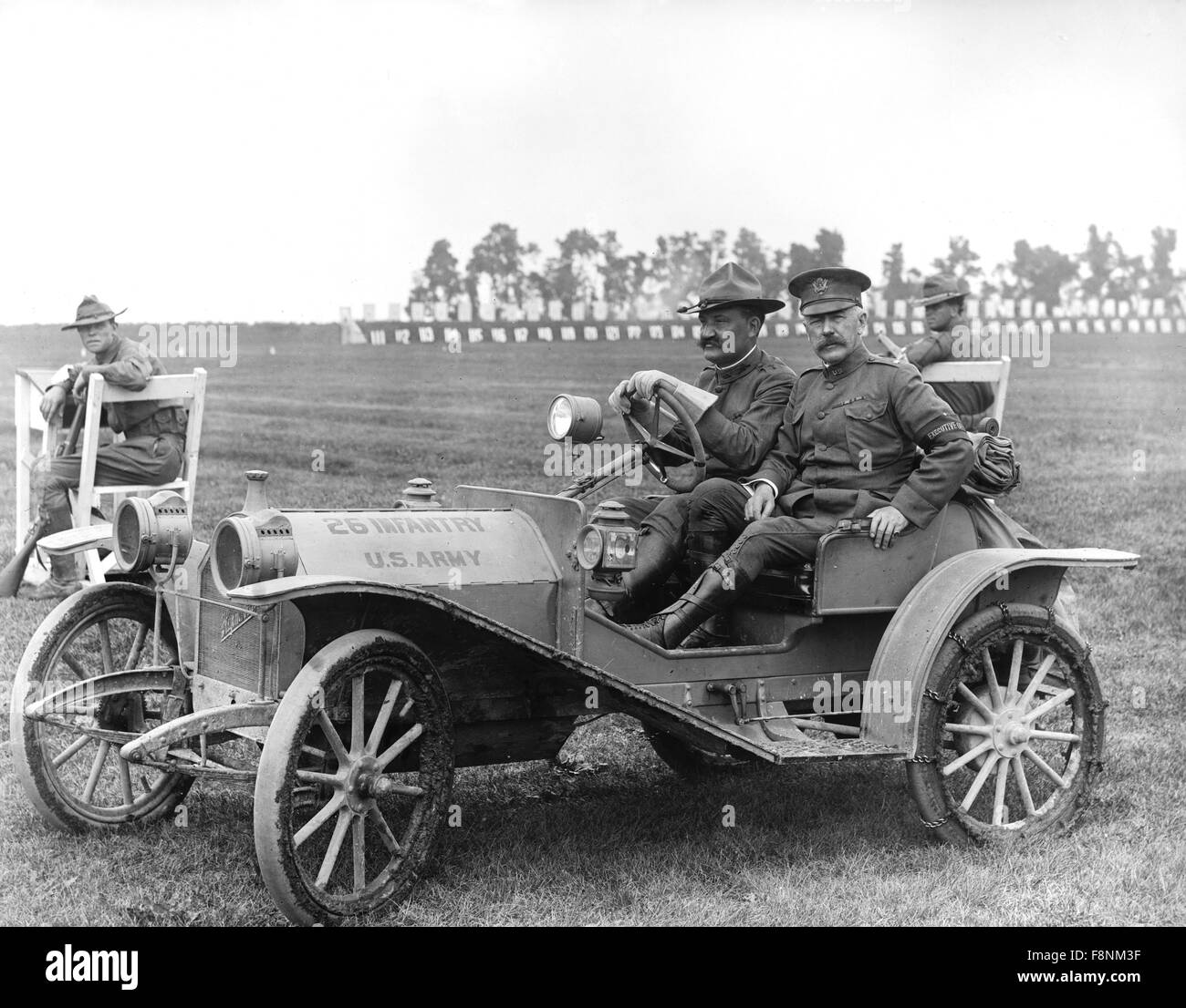 Executive Officer of 26 Infantry, US Army, sitting in Hupmobile, 1910 Stock Photo