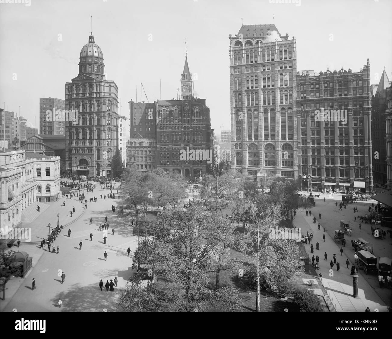 Newspaper Row, Park Row, New York City, USA, circa 1900 Stock Photo