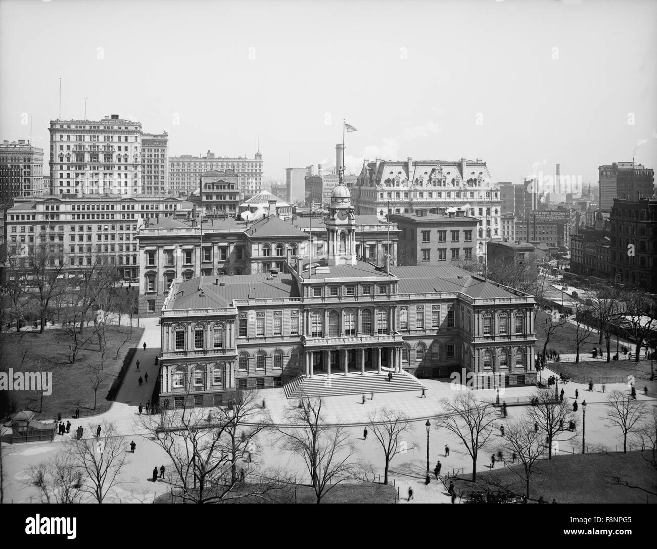 City Hall, High Angle view, New York City, USA, 1904 Stock Photo