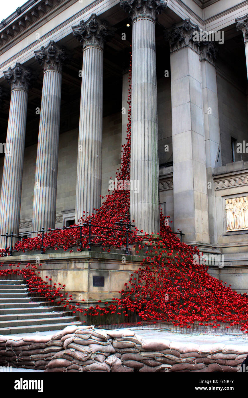 'Weeping Window' poppies at St George's Hall Liverpool Stock Photo