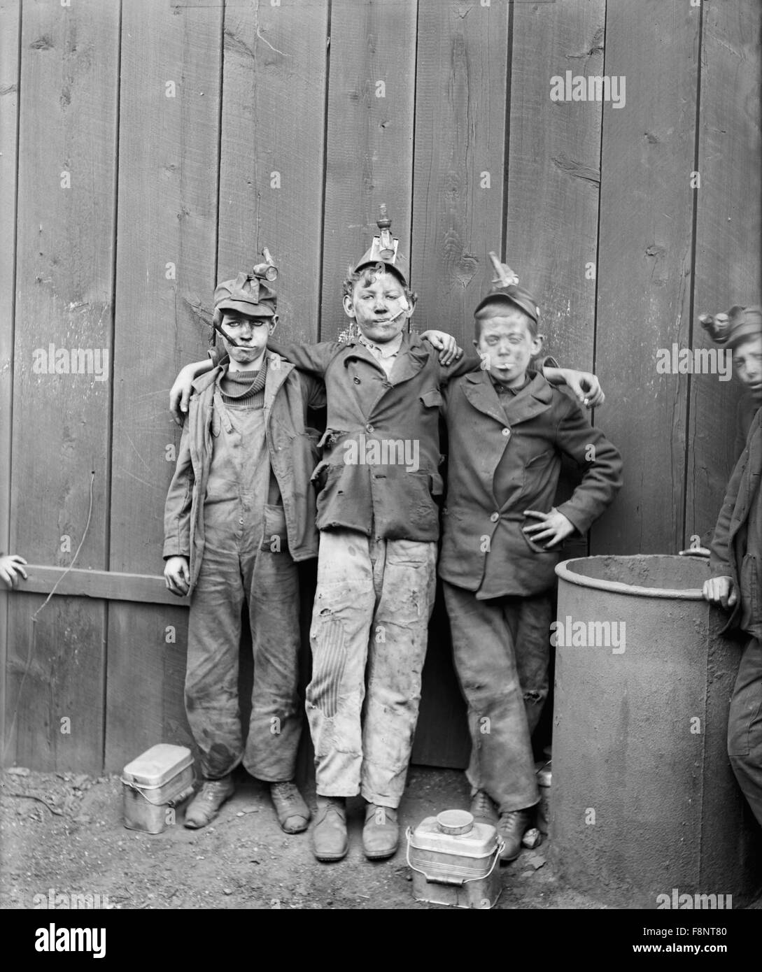 Three Coal Breaker Boys, Woodward Coal Mines, Kingston, Pennsylvania, USA, 1890 Stock Photo