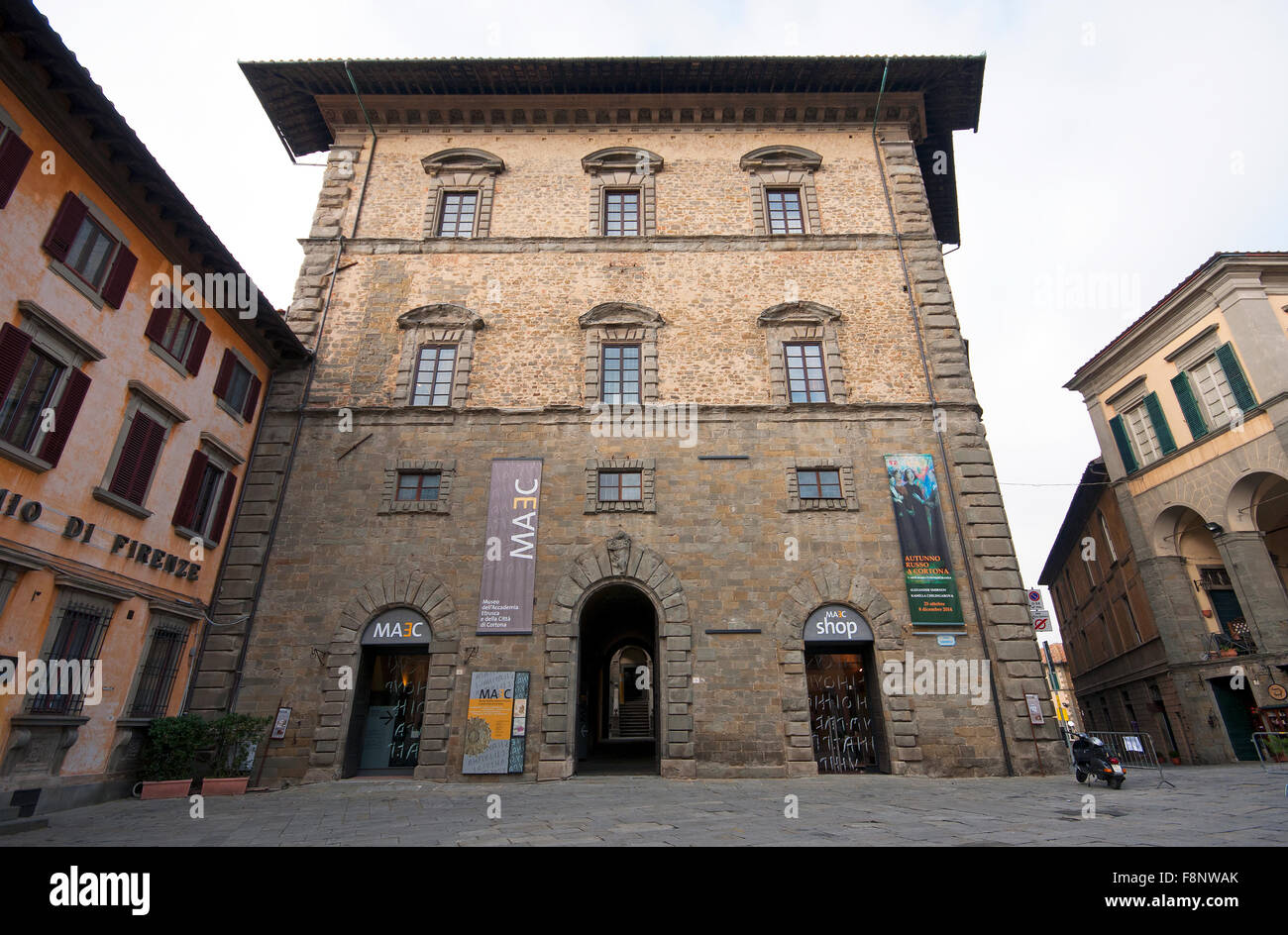 Palazzo Casali, home of MAEC Museum (Museo dell’Accademia Etrusca e della Città di Cortona ) and of Municipal Library, Cortona, Tuscany, Italy Stock Photo