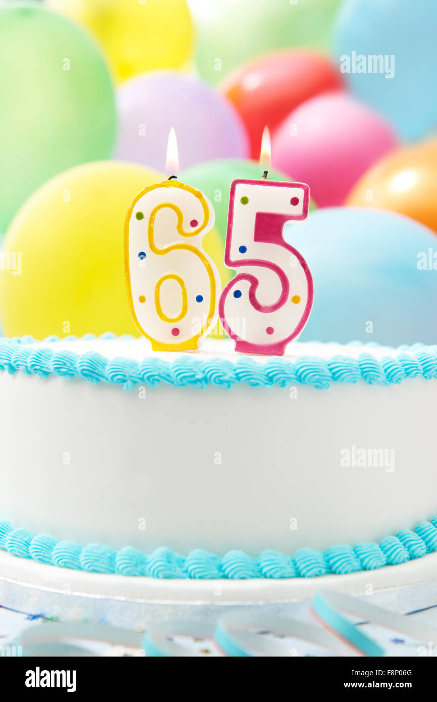 Cake Celebrating 65th Birthday Stock Photo
