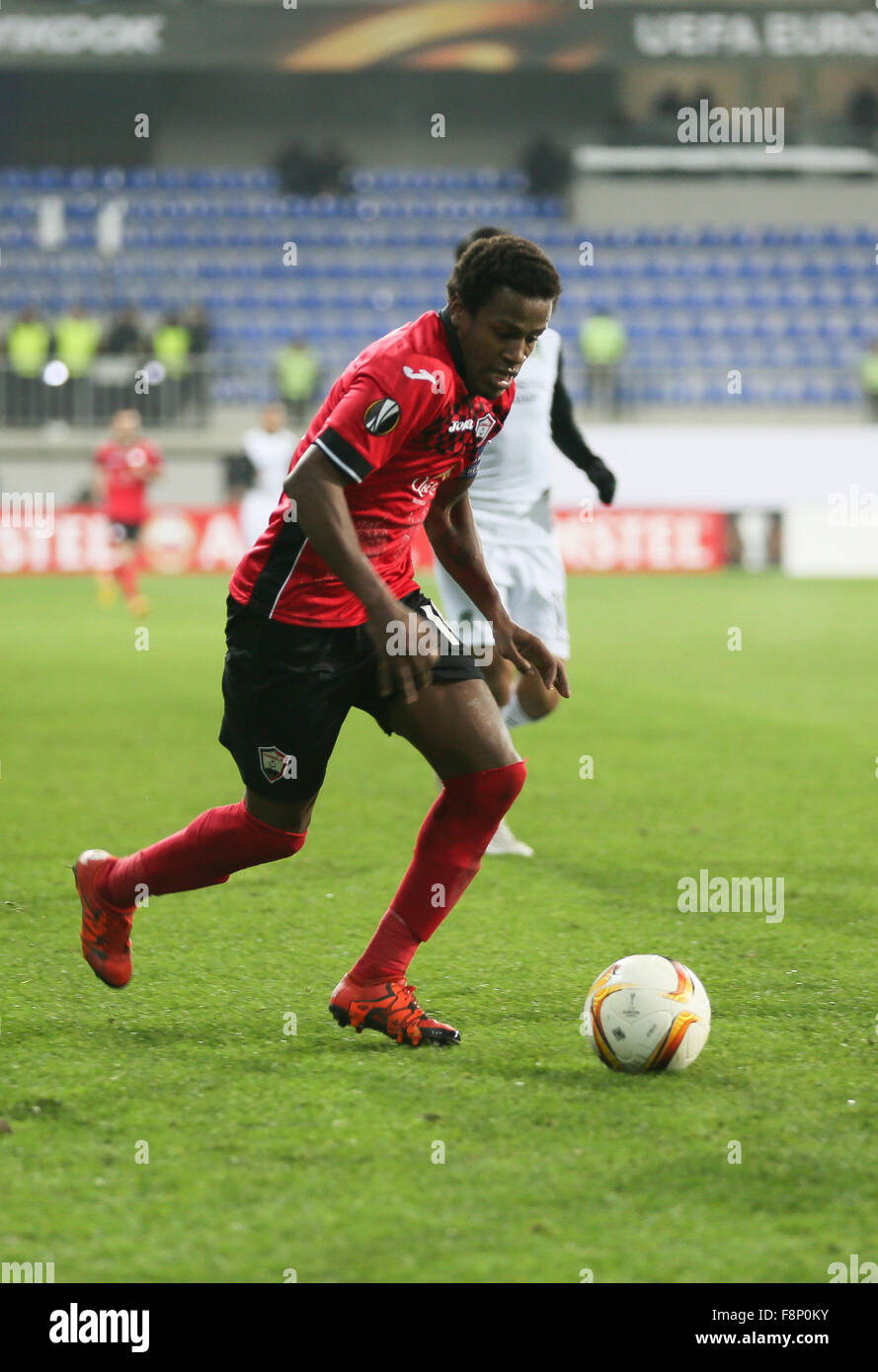 Baku, Azerbaijan. 11th Dec, 2015. Qabala's player Dodo controls the ...