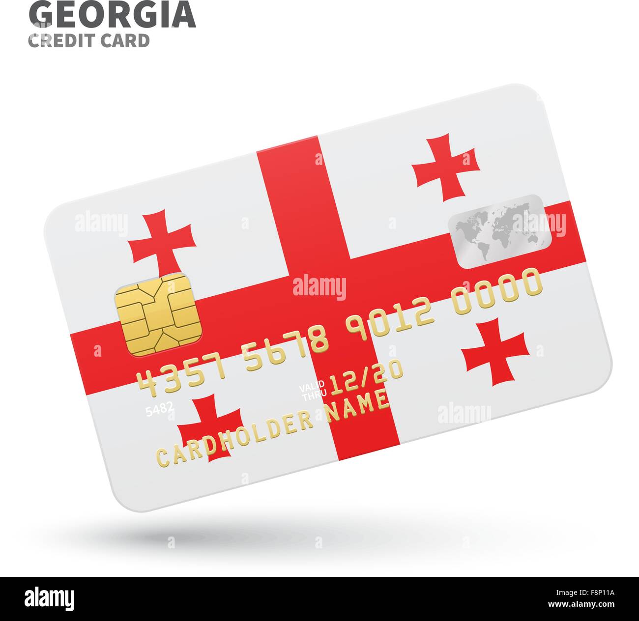 Credit card with Georgia flag background for bank, presentations and business. Isolated on white Stock Vector