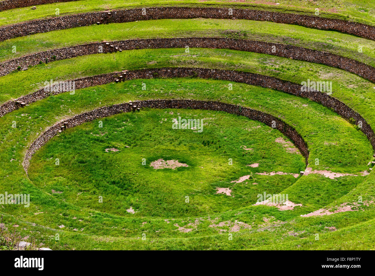 Inca circular terraces in Moray, in the Sacred Valley, Peru. Moray is ...