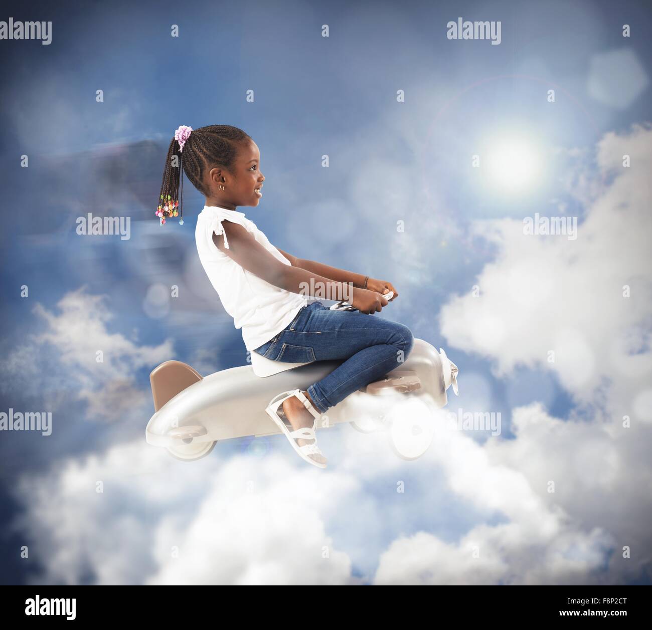 Airplane of Little girl Stock Photo - Alamy