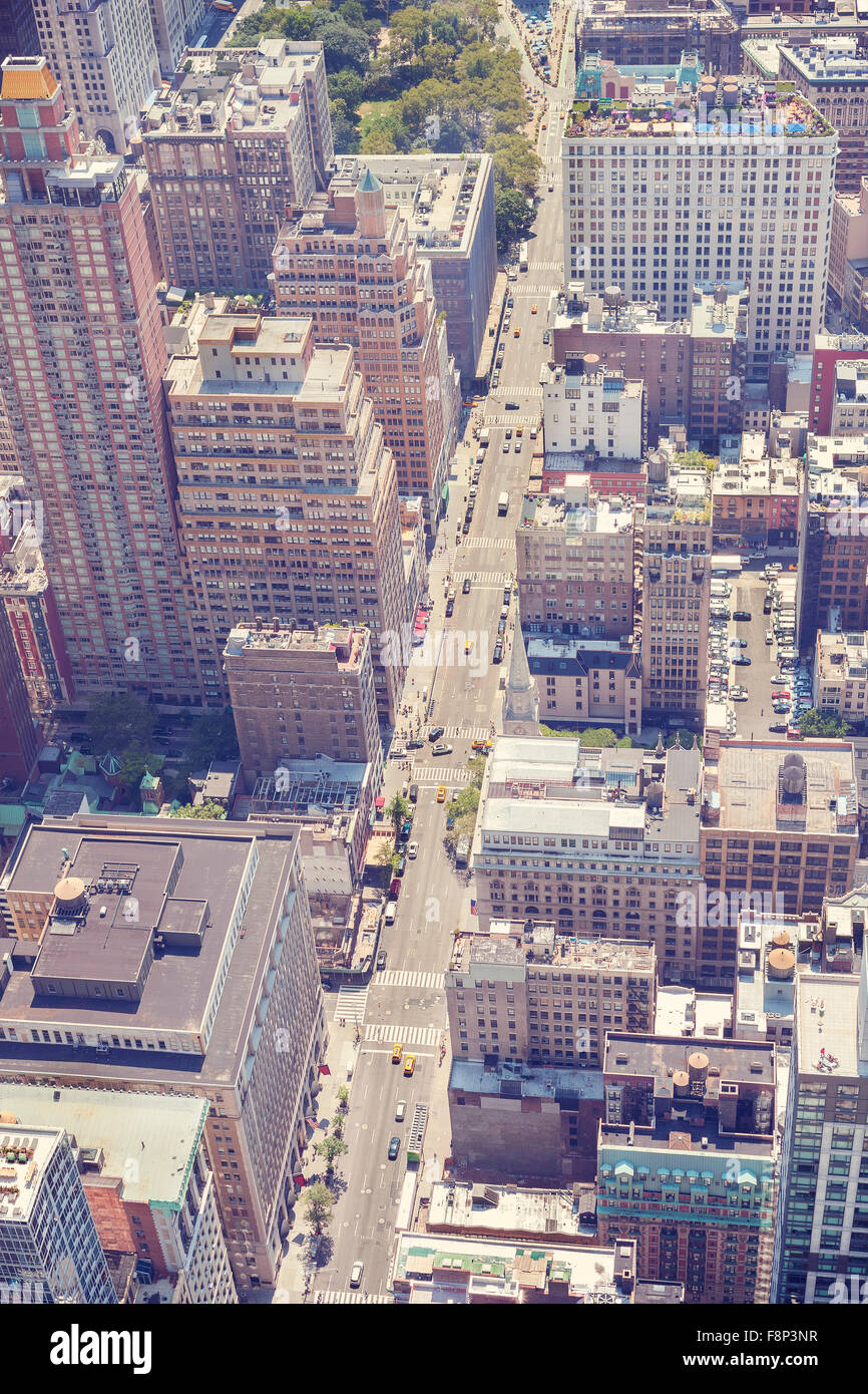 Vintage stylized aerial picture of Manhattan, New York, USA Stock Photo