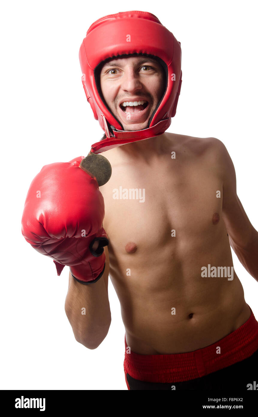 Funny boxer isolated on the white Stock Photo Alamy