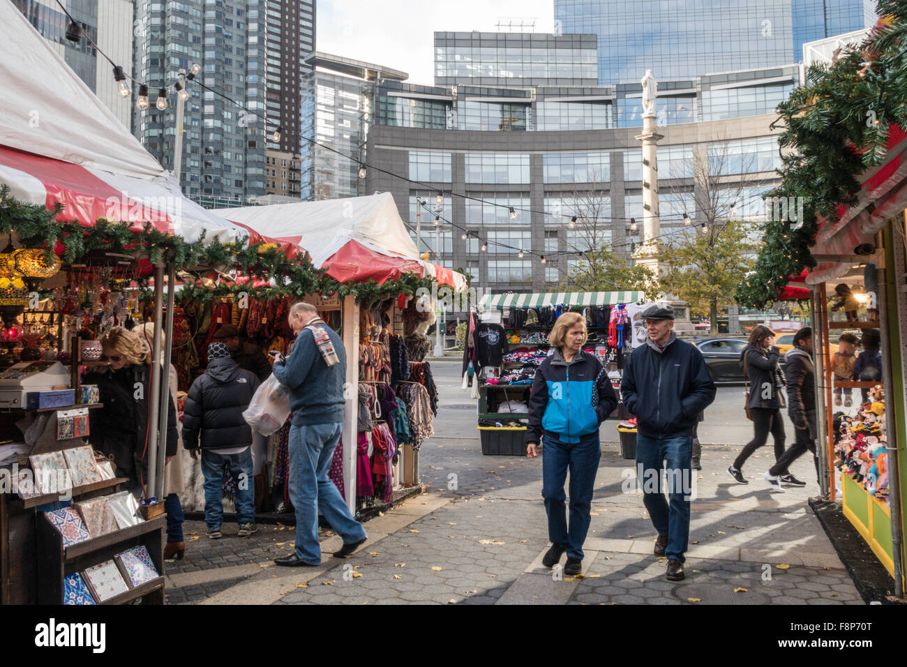 Columbus Circle Holiday Market, NYC Stock Photo Alamy