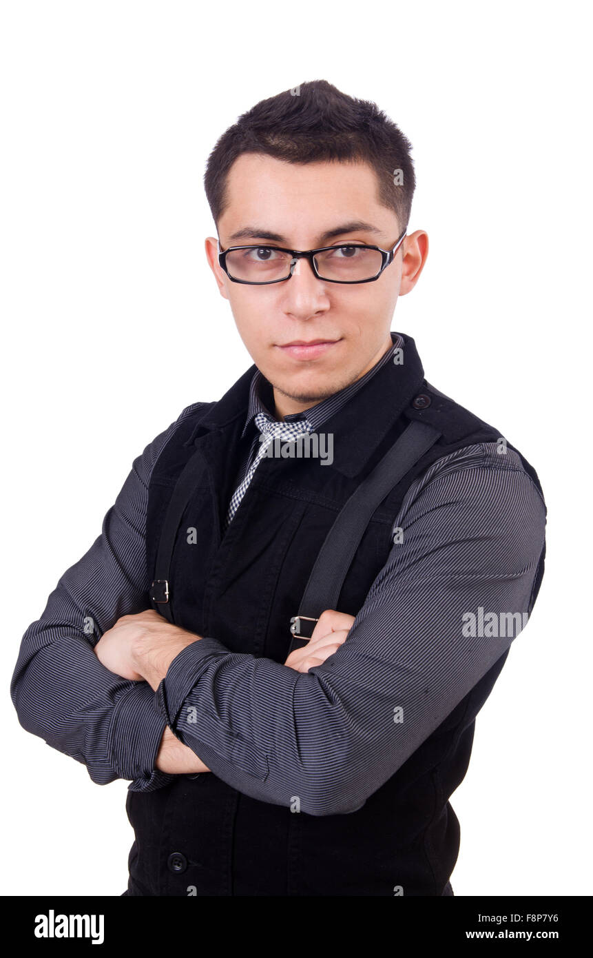 A young man wearing suit isolated on white Stock Photo - Alamy