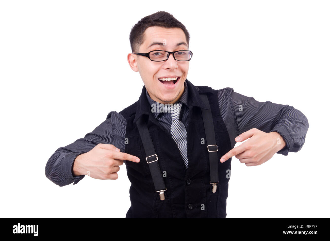 A young man wearing suit isolated on white Stock Photo - Alamy