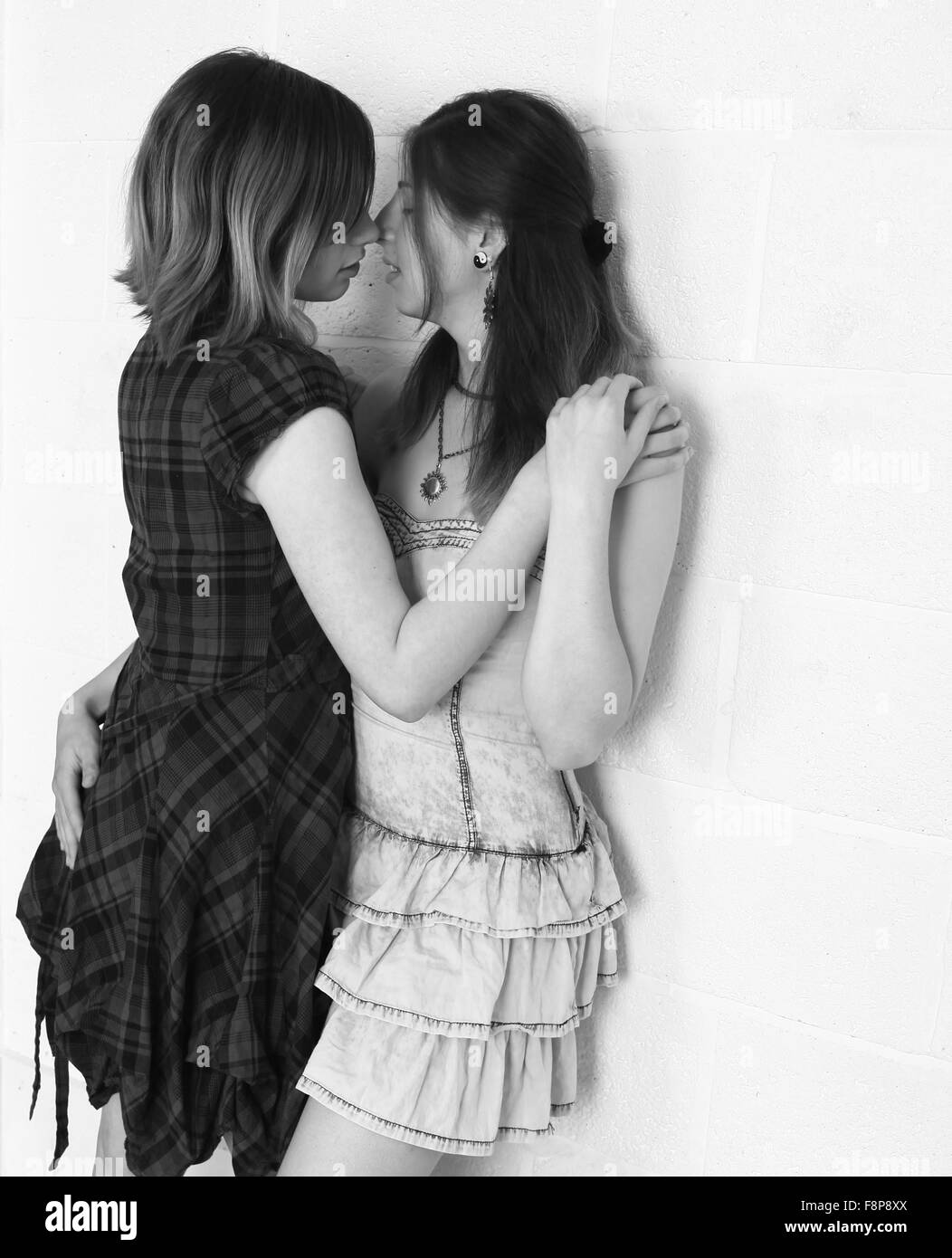 Two affectionate girls together, Stock Photo