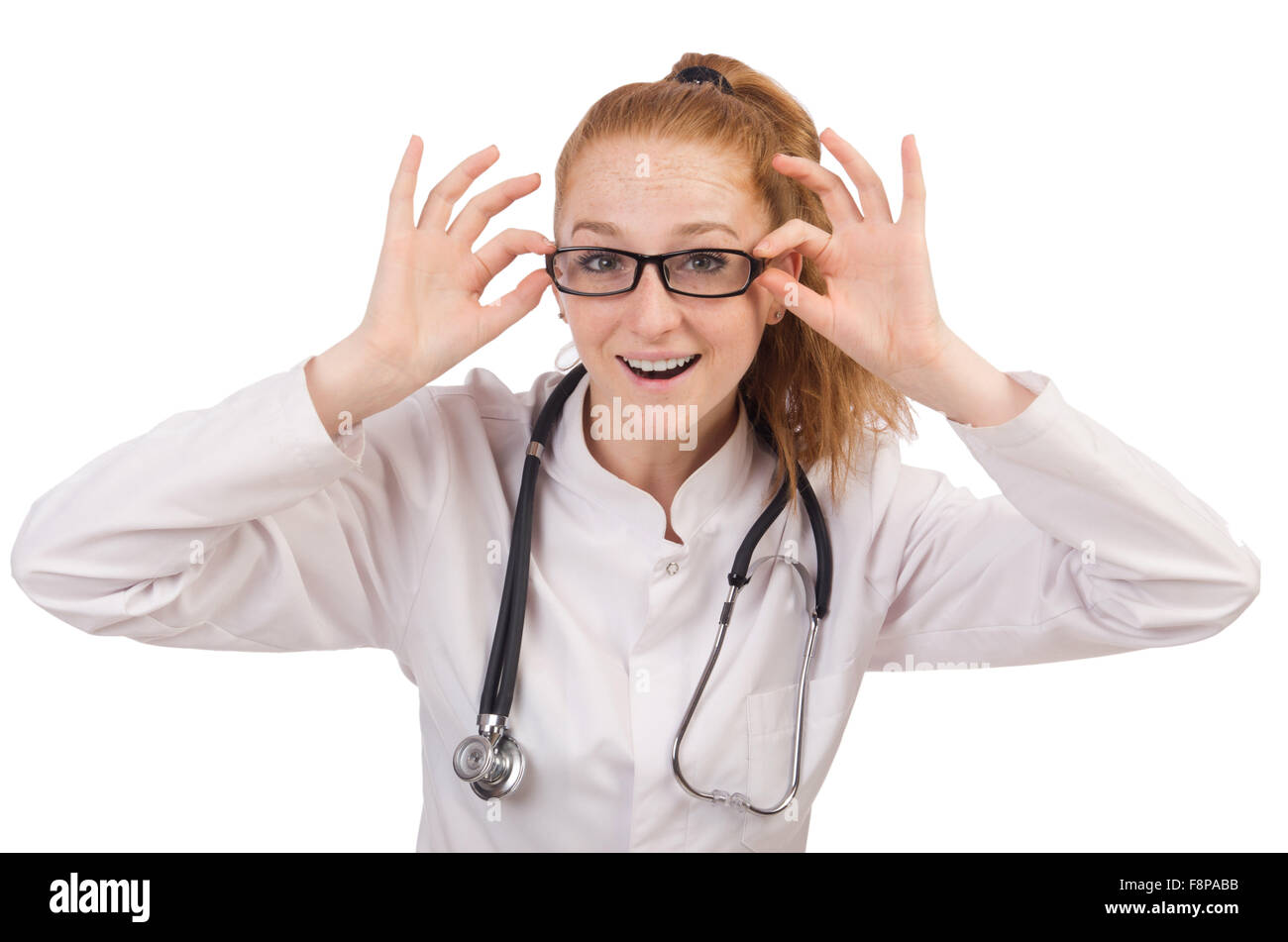 Young woman doctor isolated on white Stock Photo - Alamy