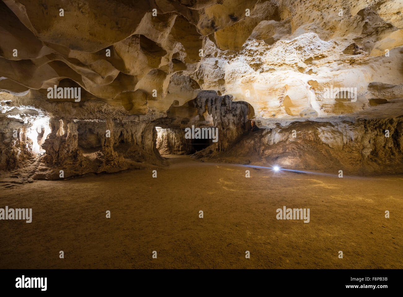 Inside a limestone cave Stock Photo