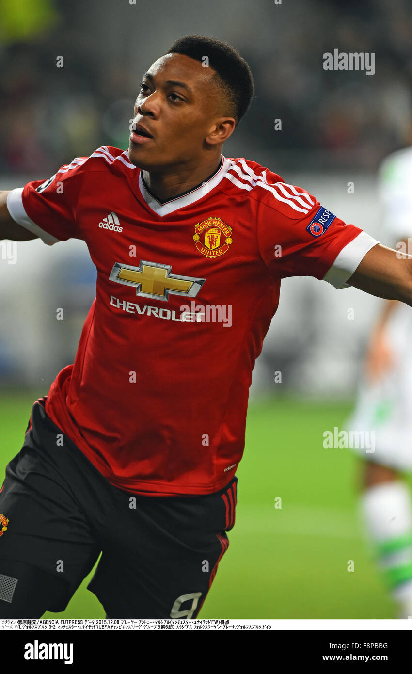 Wolfsburg Germany 8th Dec 15 Anthony Martial Man U Football Soccer Anthony Martial Of Manchester United Celebrates After Scoring The Opening Goal During The Uefa Champions League Group B Match Between Vfl Wolfsburg