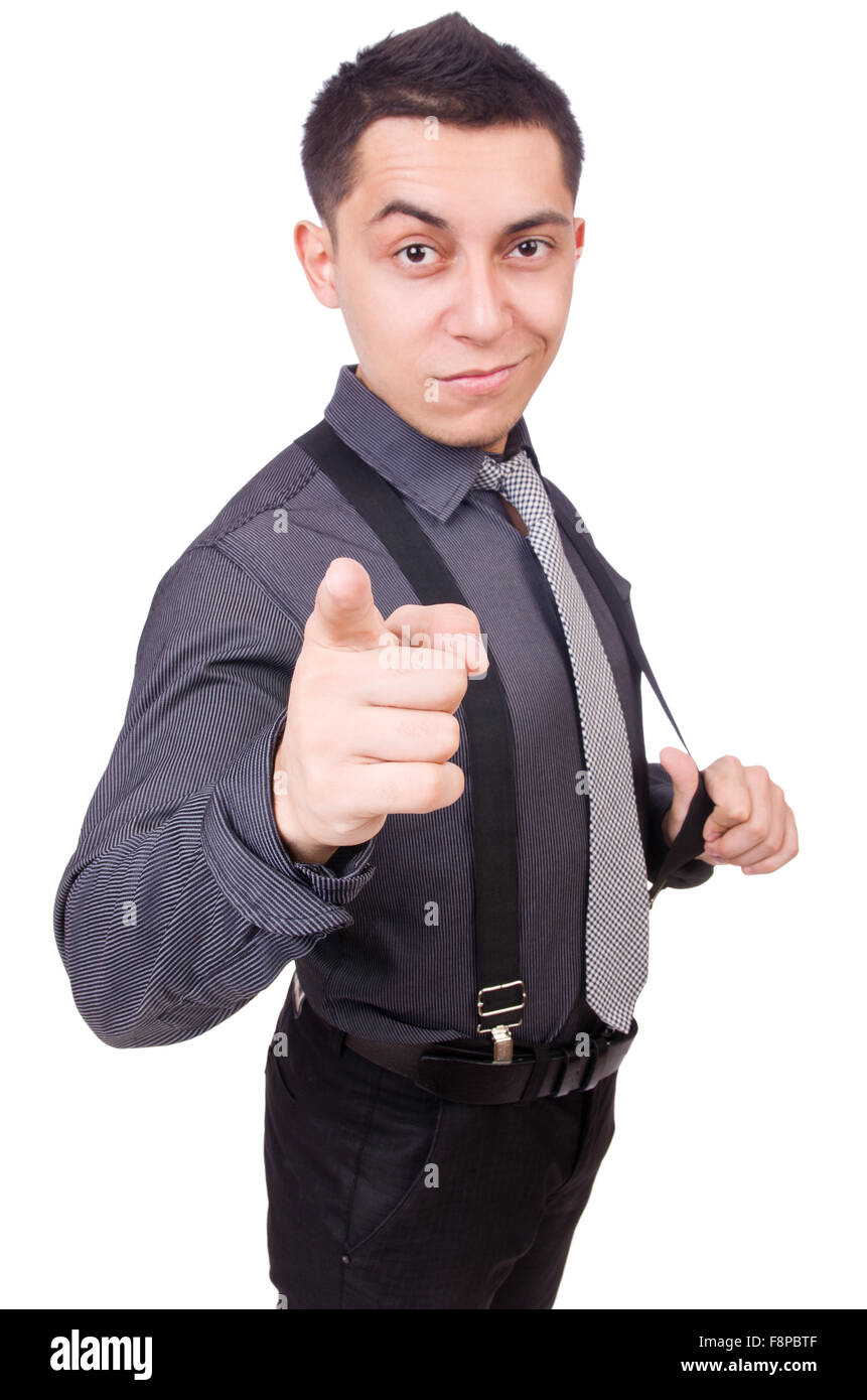 A young man wearing suit isolated on white Stock Photo - Alamy