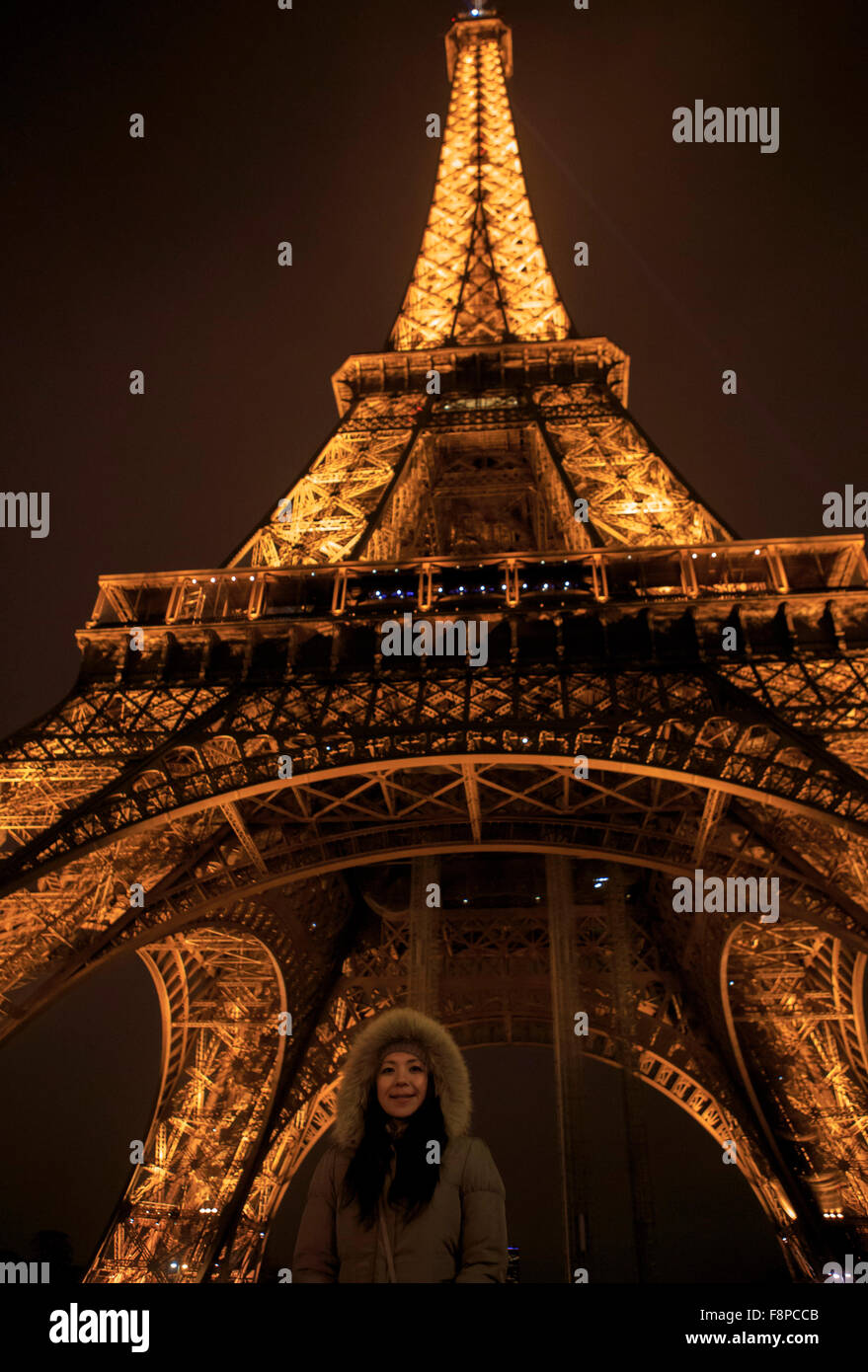 The Eiffel Tower lights up the night sky in Paris, France Stock Photo Alamy