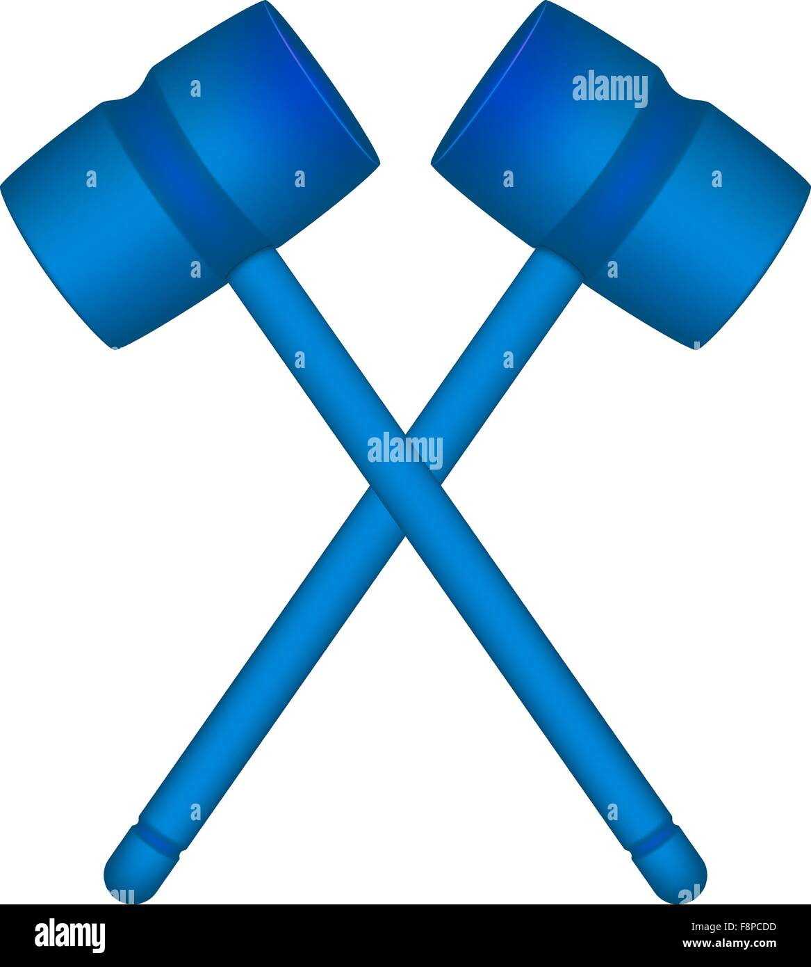 Two crossed wooden mallets in blue design Stock Vector Image & Art Alamy