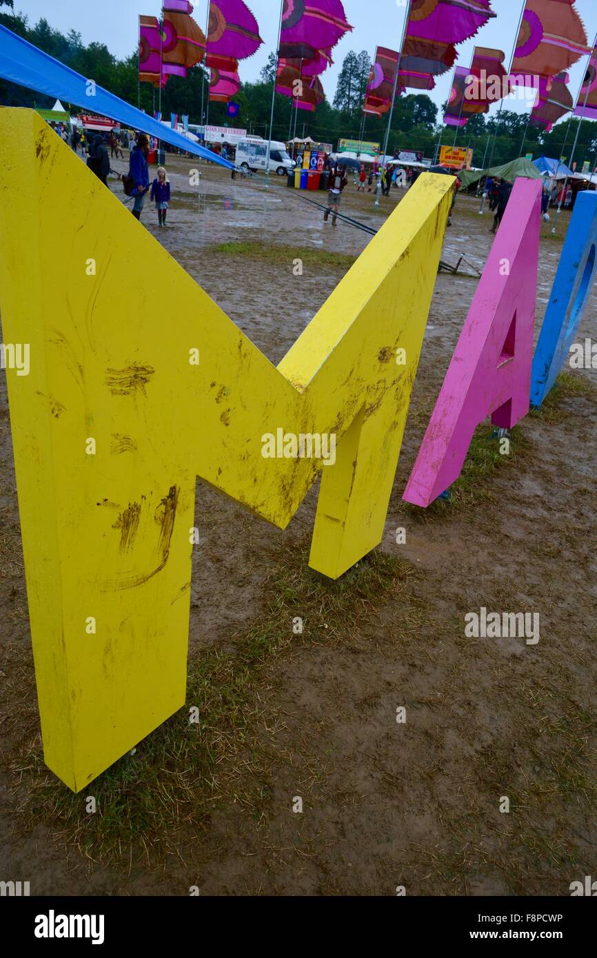 MAD Sign at Womad 2014 World Music Festival, England, UK, GB Stock