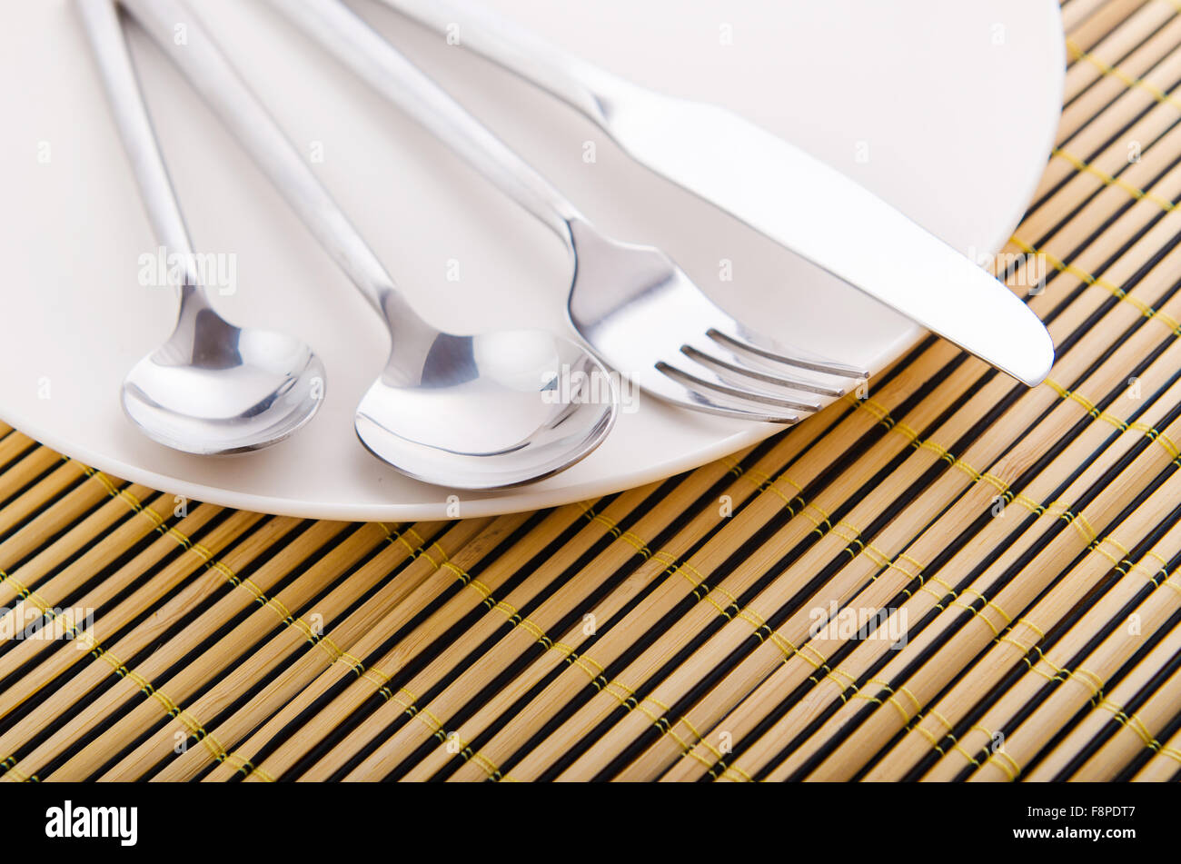 Table setting with knife and fork Stock Photo - Alamy