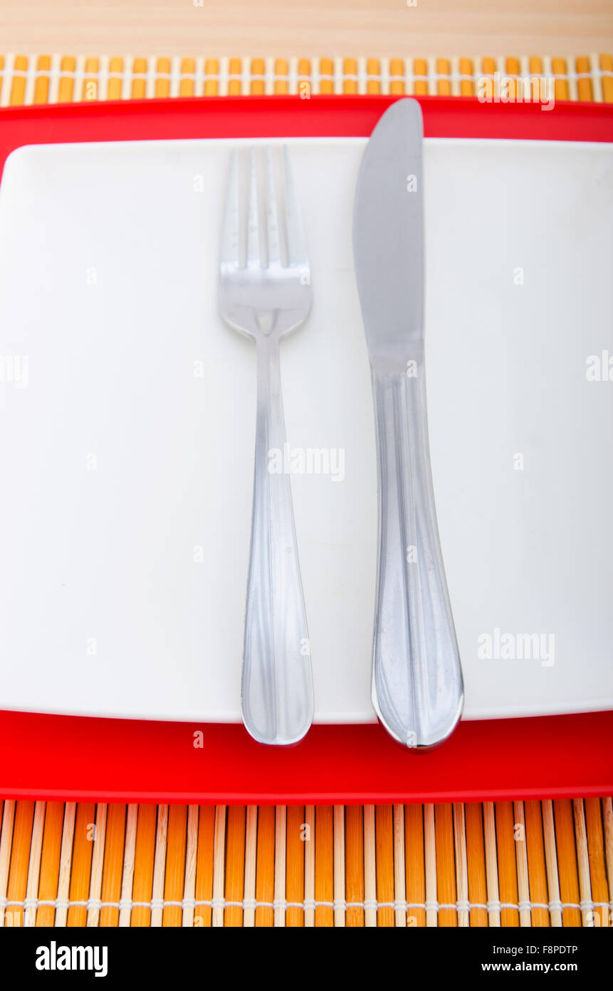 Table setting with knife and fork Stock Photo - Alamy