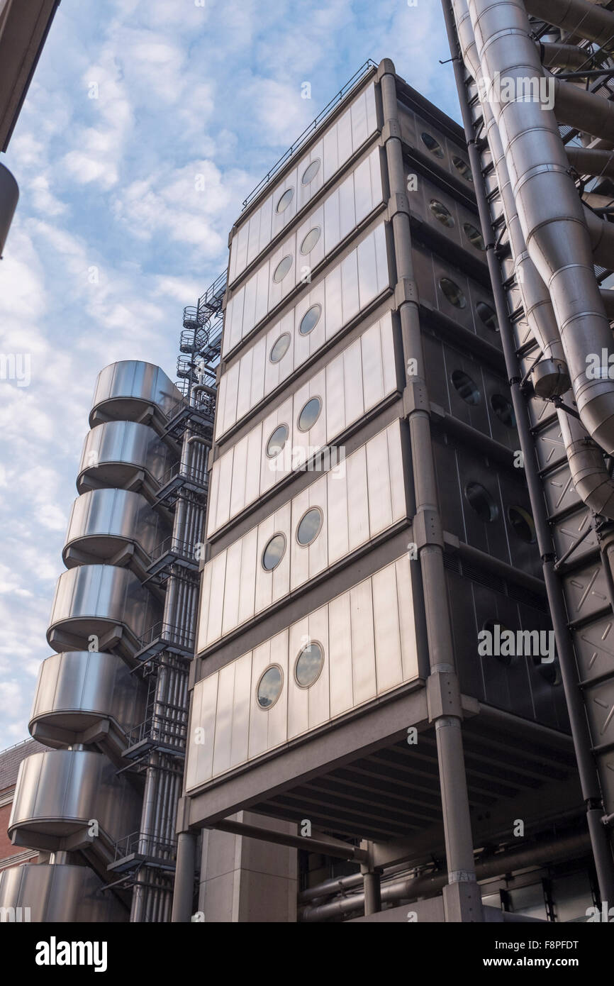 Lloyd's building on Lime Street,architect Richard Rogers,Grade One listed building on Lime Street,City of London,England Stock Photo
