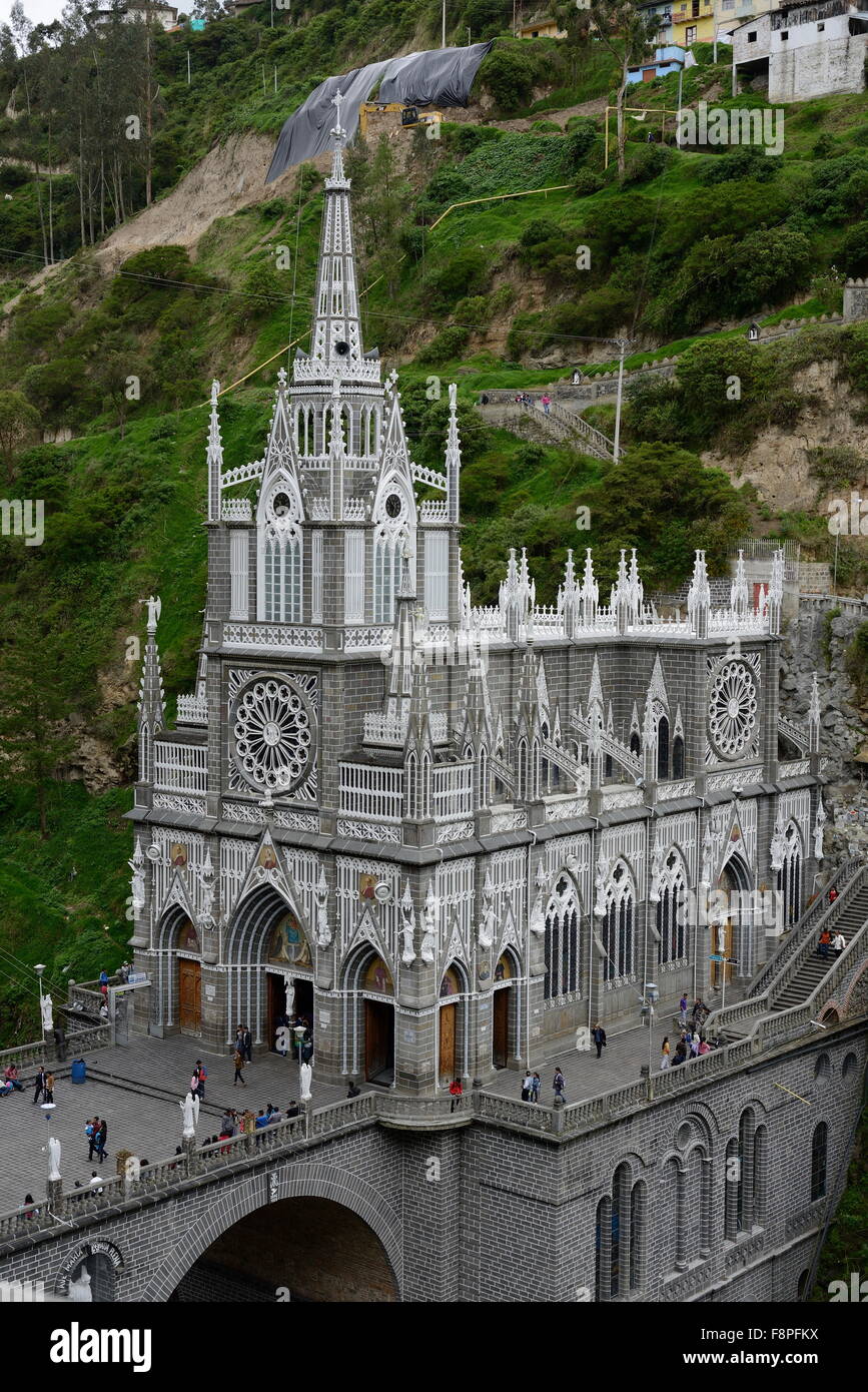 Las Lajas - gothic church in Colombia. Stock Photo