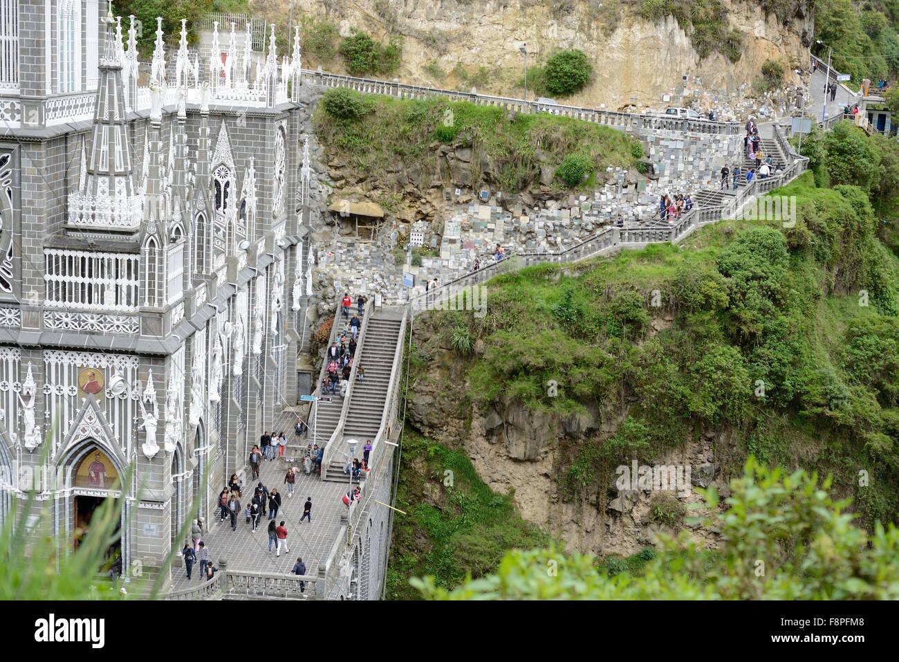 Las Lajas - gothic church in Colombia. Stock Photo
