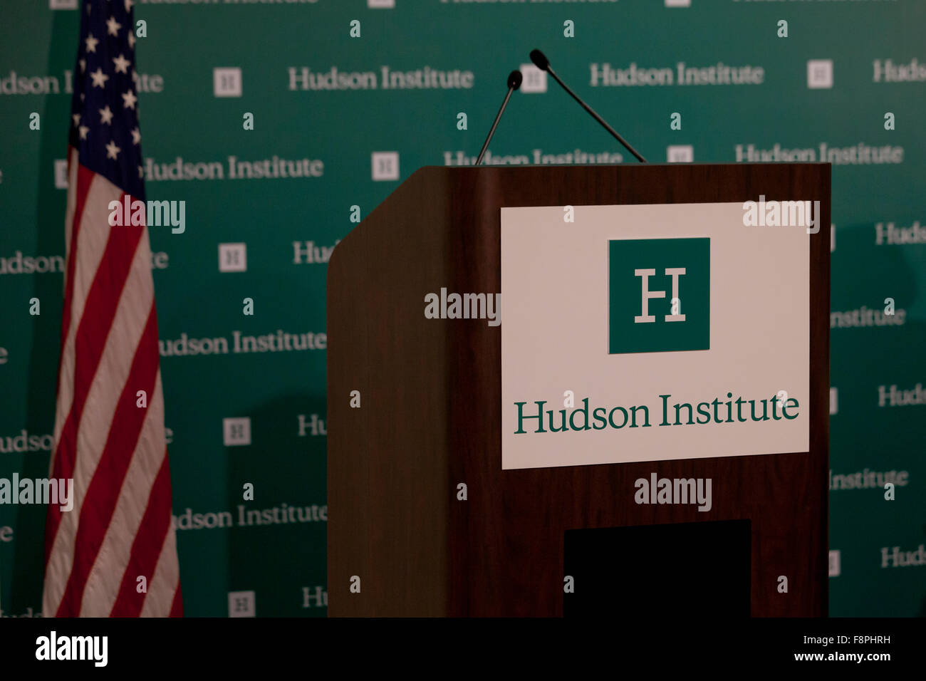 Hudson Institute speaker's podium - Washington, DC USA Stock Photo