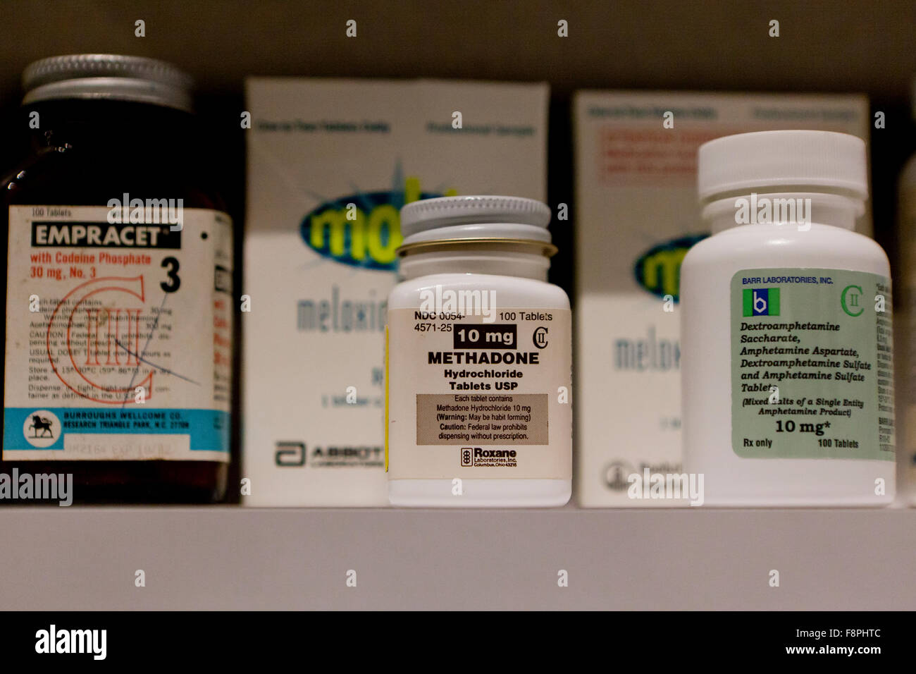 Methadone (Dolophine) synthetic prescription opioid - USA Stock Photo