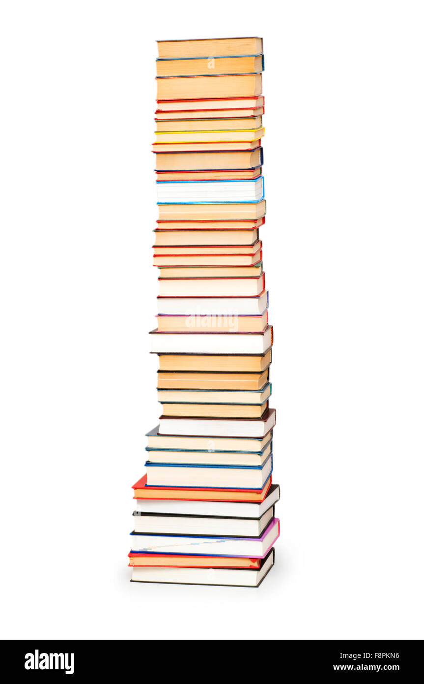 Stack of books isolated on the white Stock Photo - Alamy