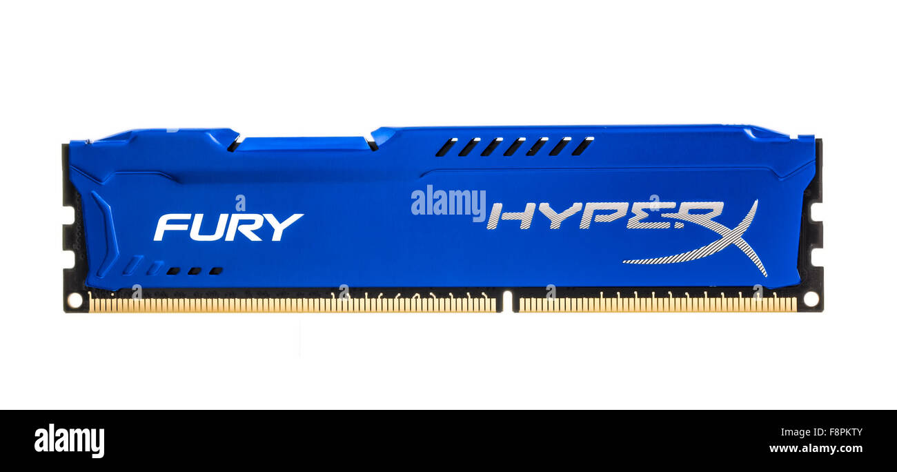 Fast Hyper X Fury Gaming PC RAM Module on a White Background Stock Photo