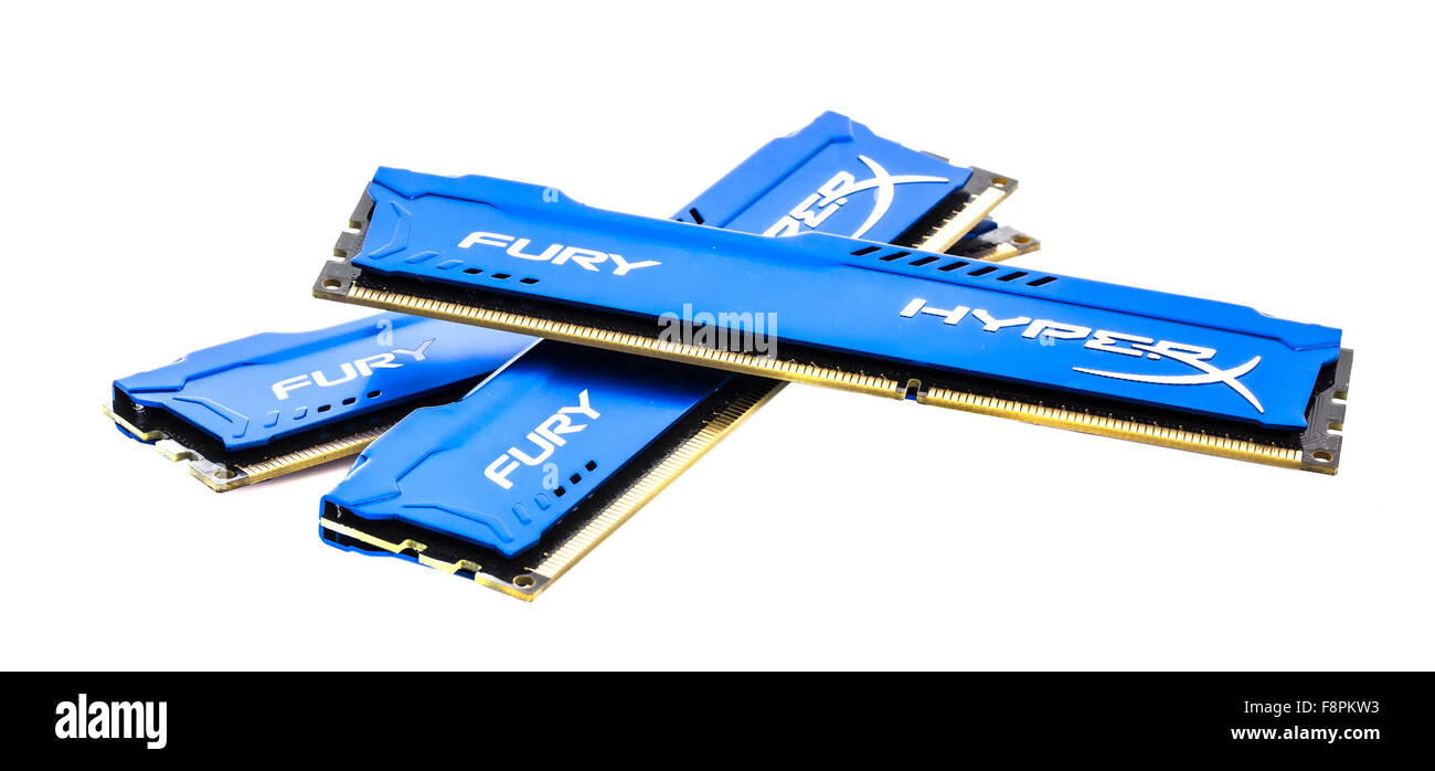 Fast Hyper X Fury Gaming PC RAM Module on a White Background Stock Photo