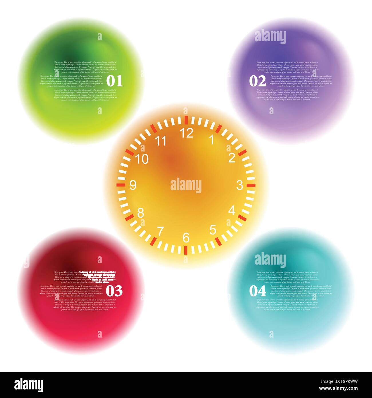 Bright 3d balls and clock for infographic design. Vector background Stock Vector