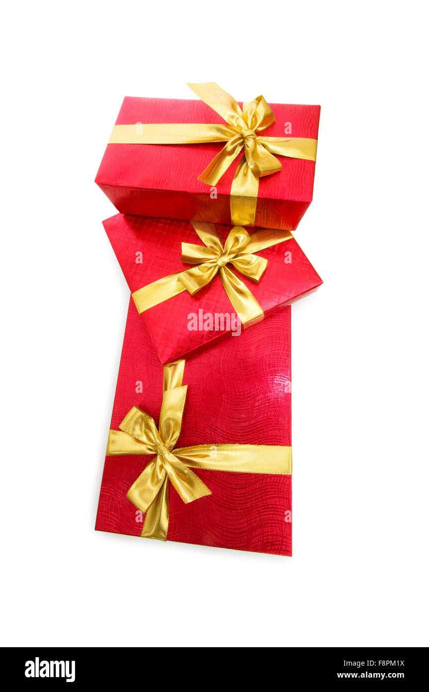 Gift boxes isolated on the white background Stock Photo - Alamy