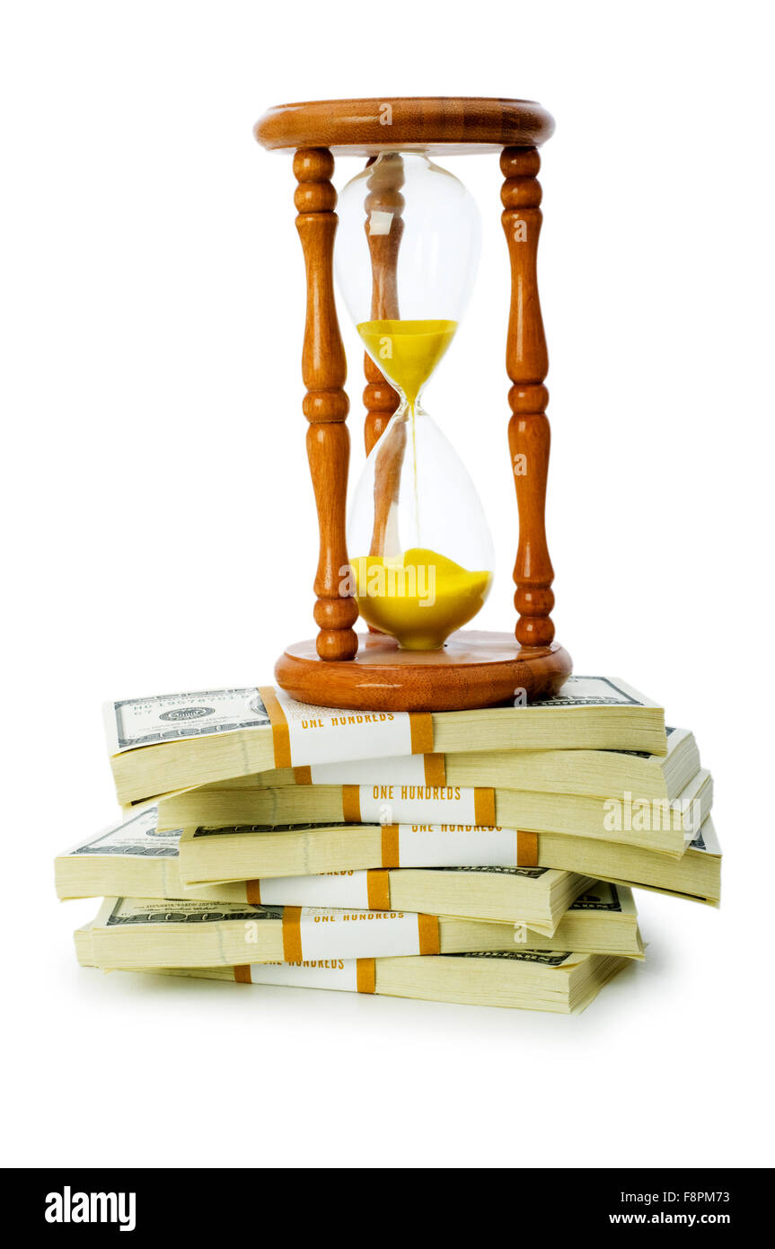 Time is money concept with dollars and hourglass Stock Photo - Alamy