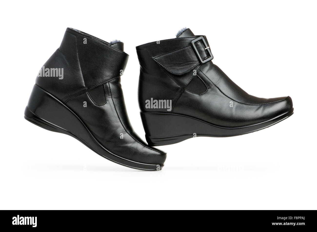 Black boots isolated on the white background Stock Photo - Alamy