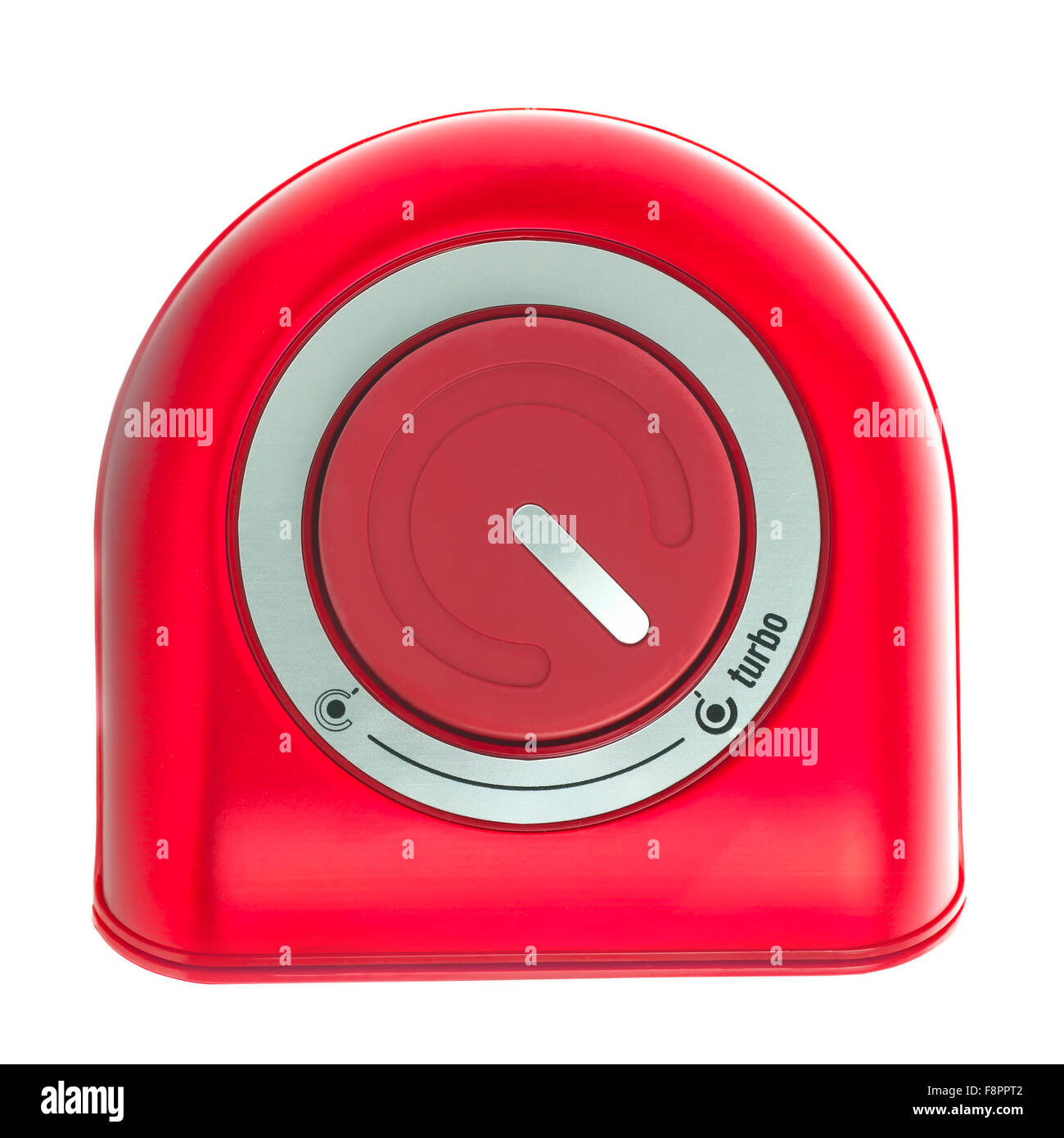 Red Turbo Button on a White Background Stock Photo