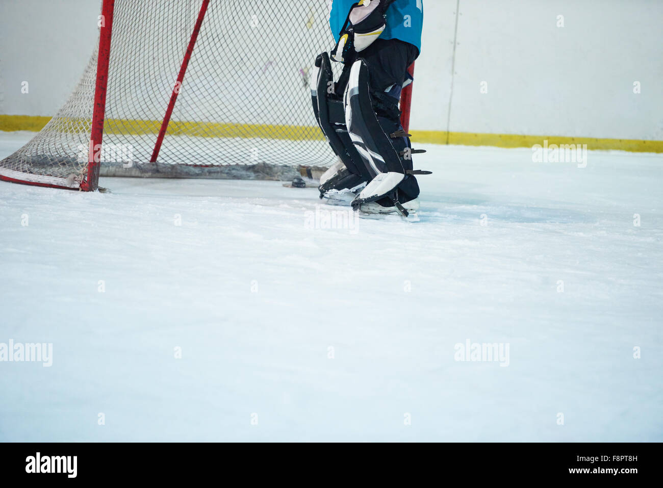 ice hockey player in action kicking with stick Stock Photo Alamy