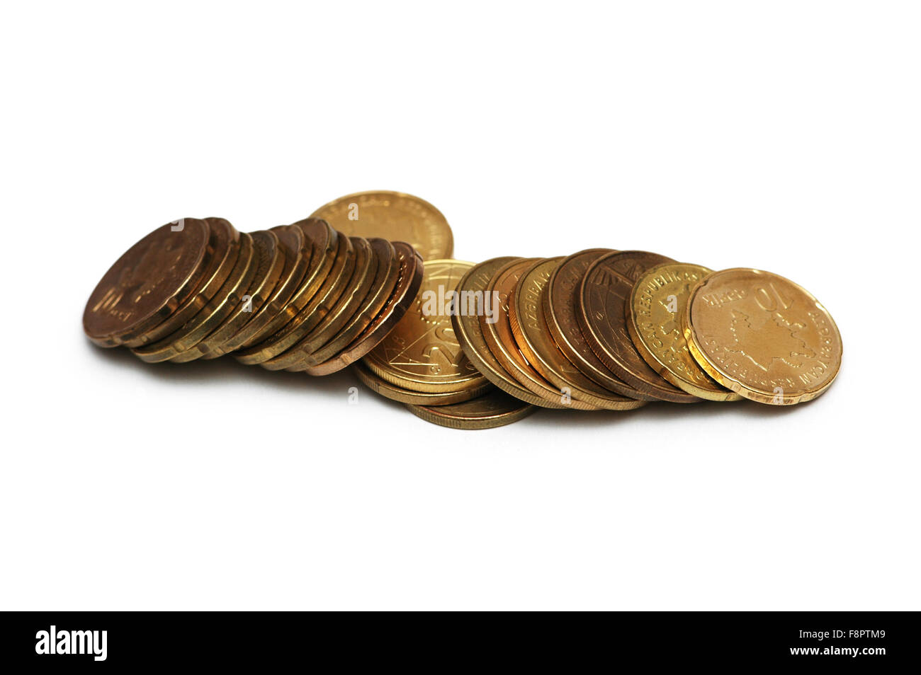 Golden coins isolated on the white background Stock Photo - Alamy