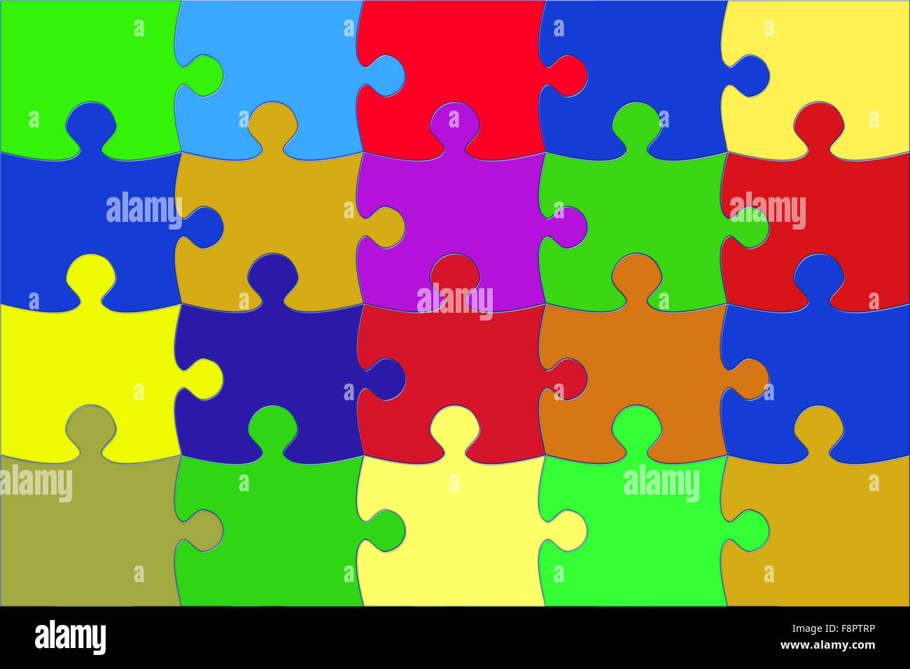 Illustration with the multi coloured puzzle elements Stock Photo - Alamy
