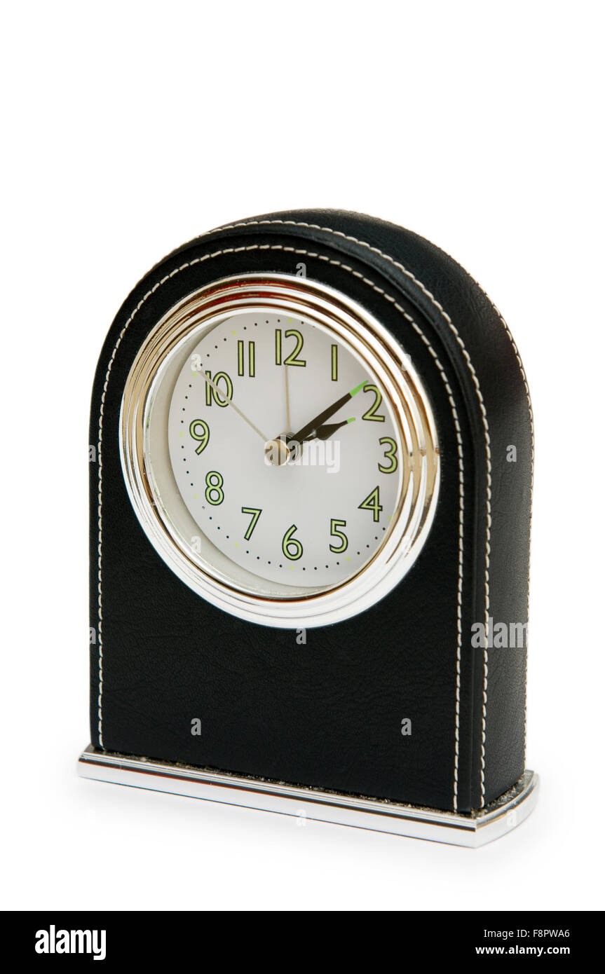 Table clock isolated on the white background Stock Photo - Alamy
