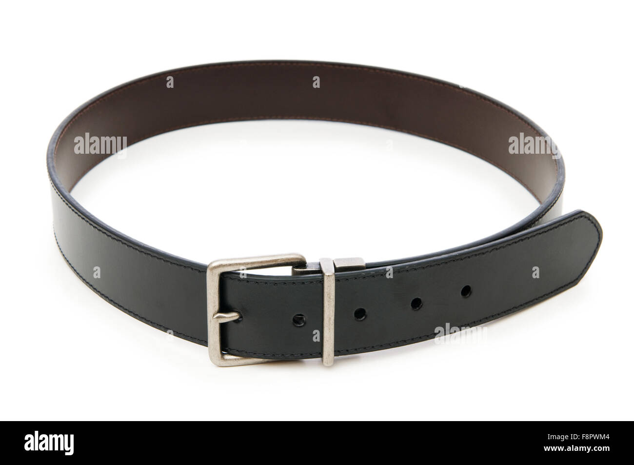 Leather belt isolated on the white background Stock Photo - Alamy