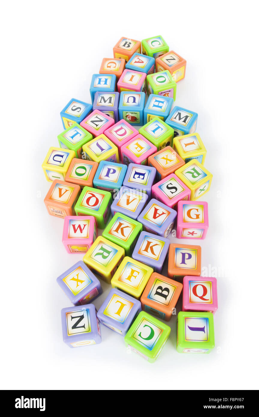 Learning and education concept - pile of alphabet blocks Stock Photo ...