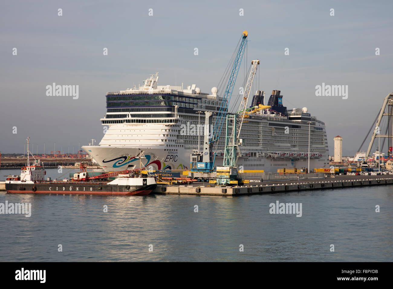 NCL cruise ship 'Norwegian Epic' berthed at Civitavecchia harbor Italy Stock Photo