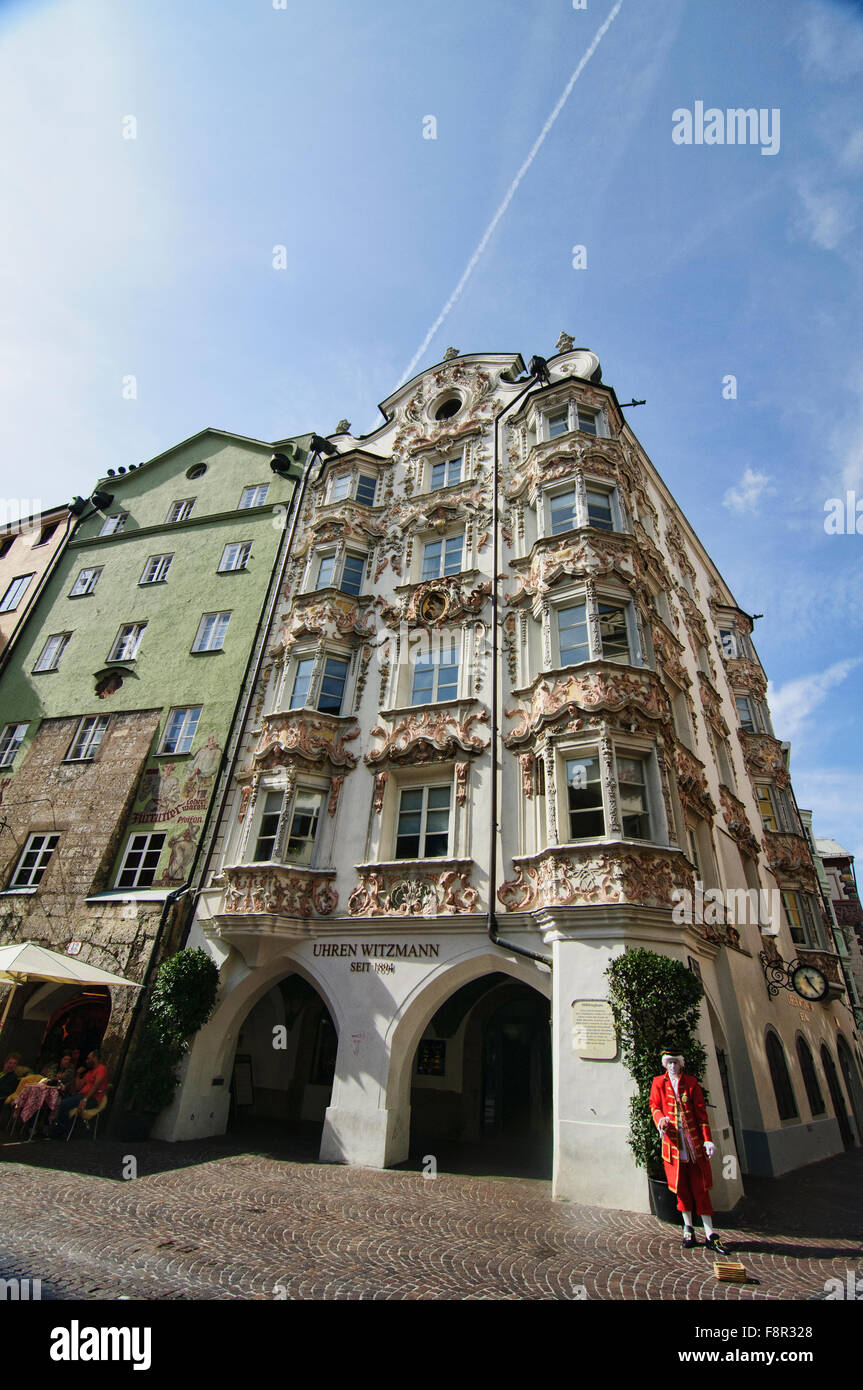 Helblinghaus (Casa Helbling), a Baroque and Gothic building in Innsbruck, Austria Stock Photo