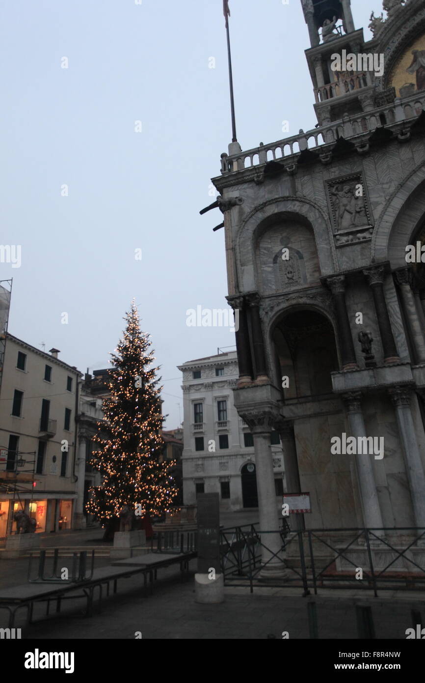 St Mark's Venice and Christmas tree 2015 Stock Photo