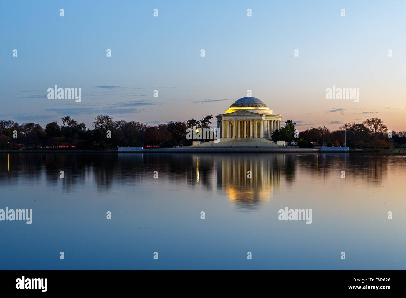 Jefferson Memorial at sunset in Washington DC Stock Photo